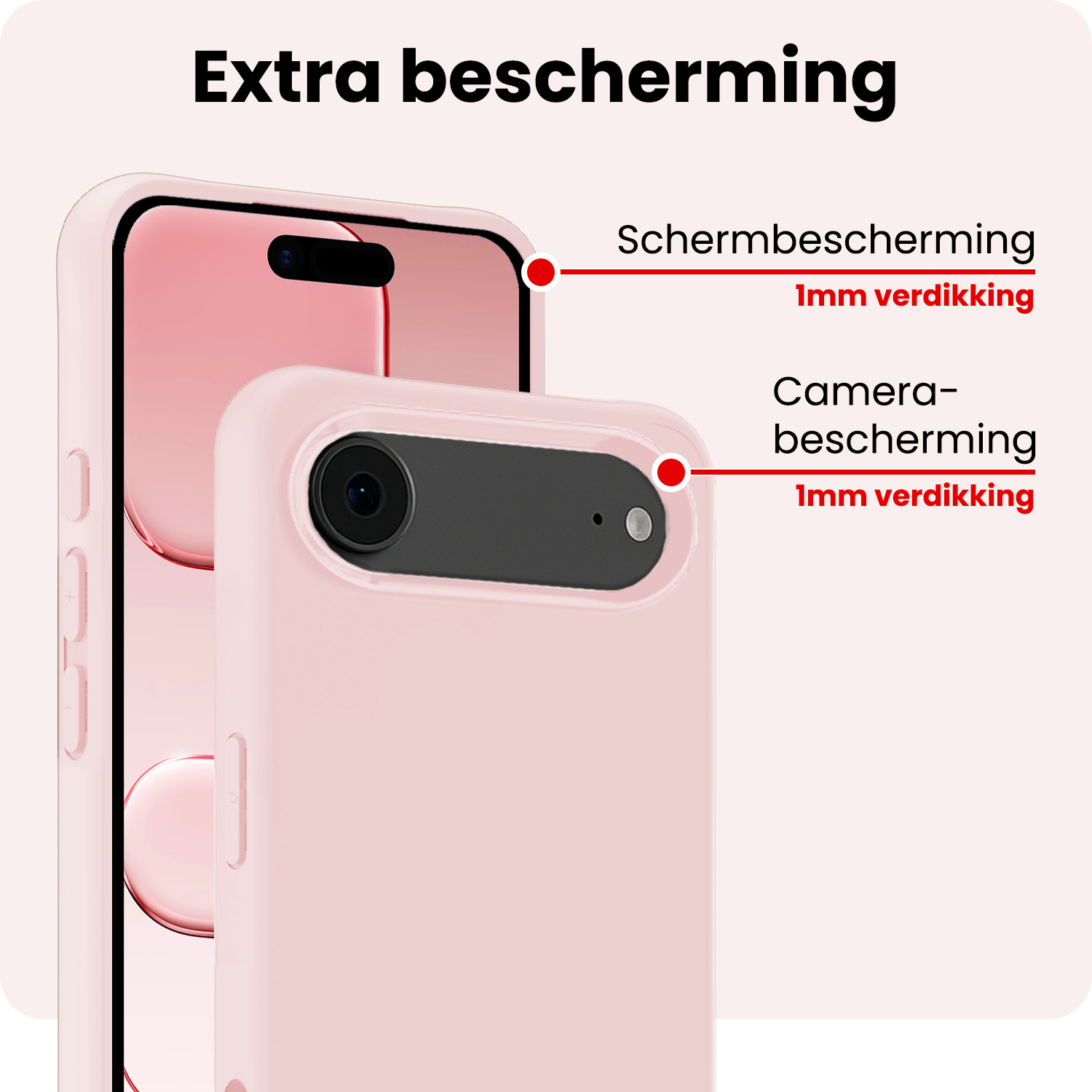 NoXx NoXx iPhone Air Hoesje Siliconen Met 2x Screenprotector Met Dichte Notch - Lichtroze