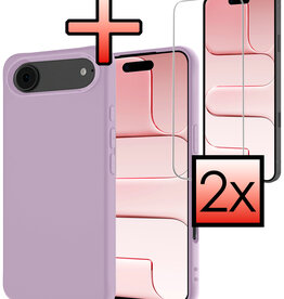 NoXx NoXx iPhone Air Hoesje Siliconen Met 2x Screenprotector Met Dichte Notch - Lila