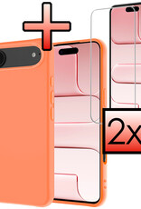 NoXx NoXx iPhone Air Hoesje Siliconen Met 2x Screenprotector Met Dichte Notch - Perzik