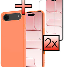 NoXx NoXx iPhone Air Hoesje Siliconen Met 2x Screenprotector Met Dichte Notch - Perzik
