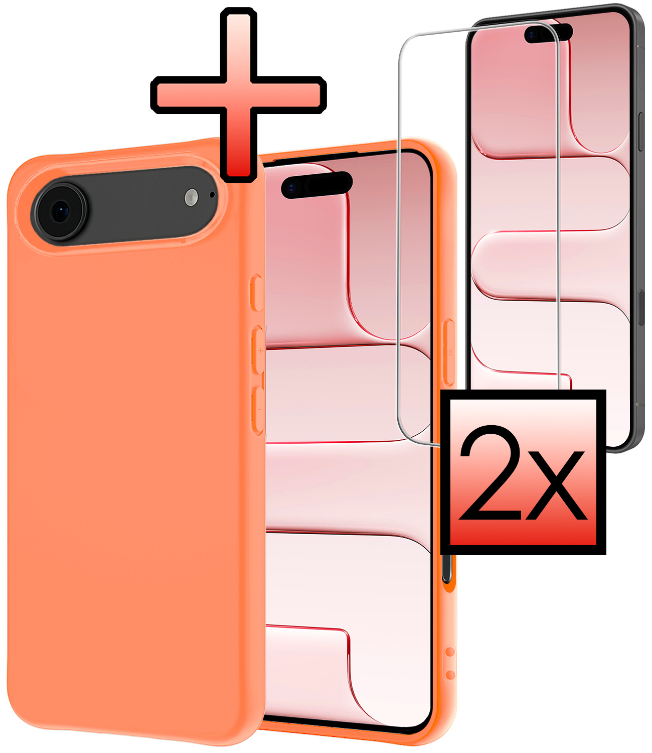 NoXx NoXx iPhone Air Hoesje Siliconen Met 2x Screenprotector Met Dichte Notch - Perzik