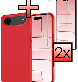 NoXx NoXx iPhone Air Hoesje Siliconen Met 2x Screenprotector Met Dichte Notch - Rood