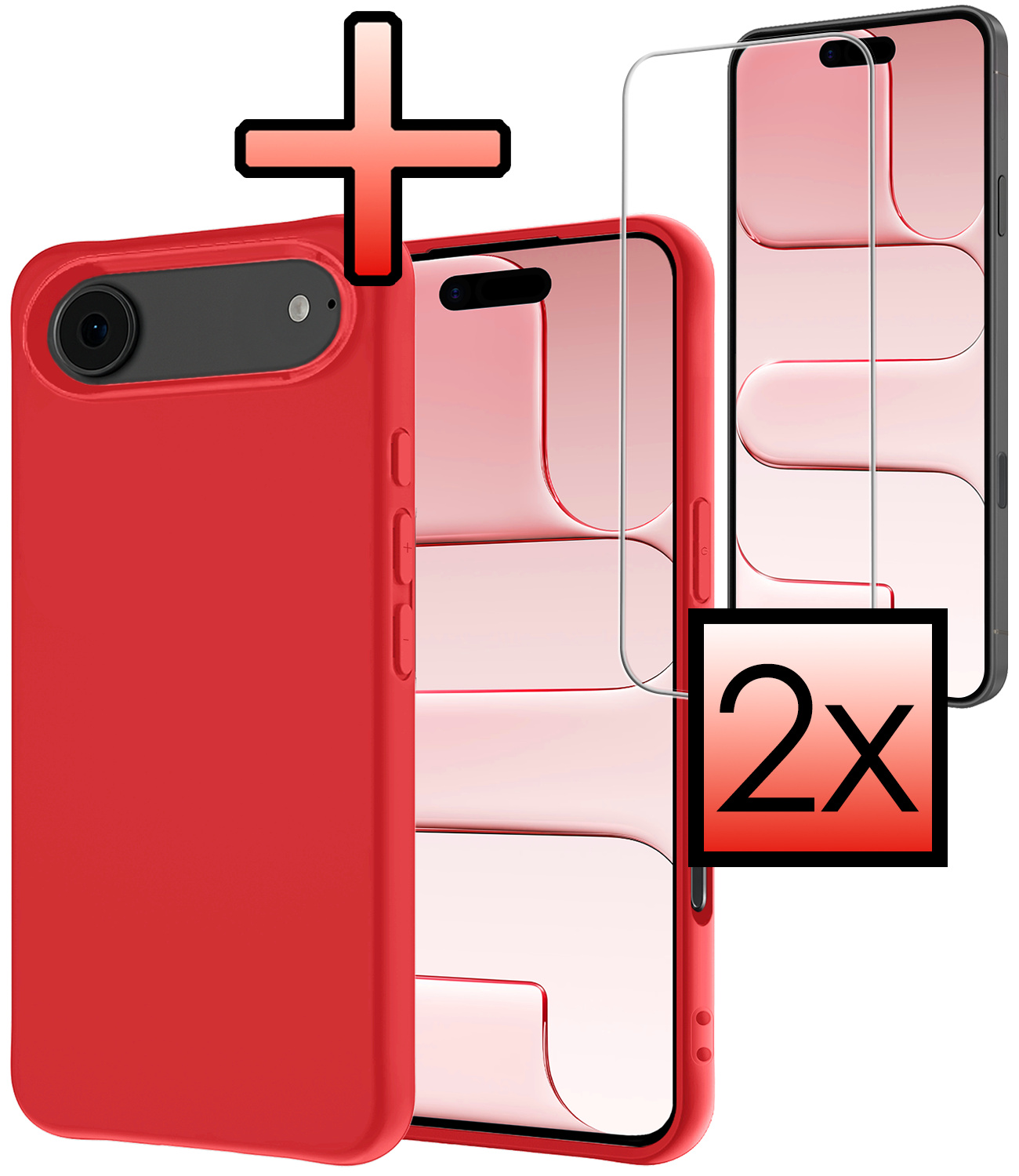 NoXx NoXx iPhone Air Hoesje Siliconen Met 2x Screenprotector Met Dichte Notch - Rood