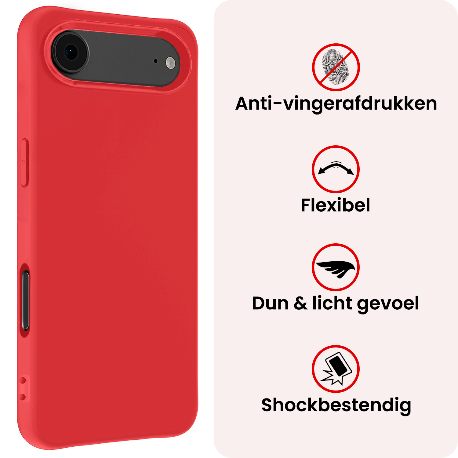NoXx NoXx iPhone Air Hoesje Siliconen Met 2x Screenprotector Met Dichte Notch - Rood