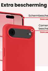NoXx NoXx iPhone Air Hoesje Siliconen Met 2x Screenprotector Met Dichte Notch - Rood