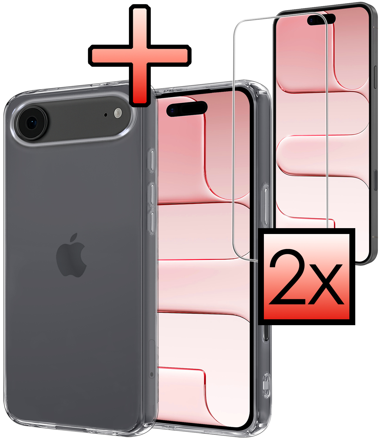 NoXx NoXx iPhone Air Hoesje Siliconen Met 2x Screenprotector Met Dichte Notch - Transparant