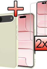NoXx NoXx iPhone Air Hoesje Siliconen Met 2x Screenprotector Met Dichte Notch - Wit