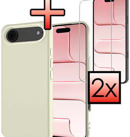 NoXx NoXx iPhone Air Hoesje Siliconen Met 2x Screenprotector Met Dichte Notch - Wit