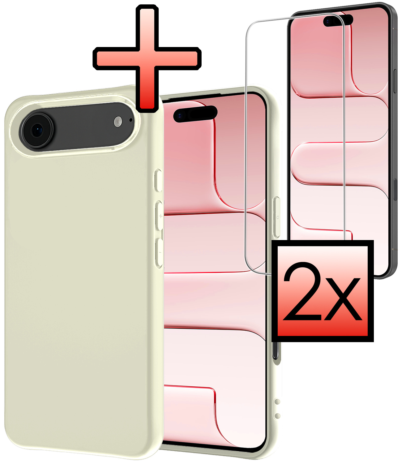 NoXx NoXx iPhone Air Hoesje Siliconen Met 2x Screenprotector Met Dichte Notch - Wit