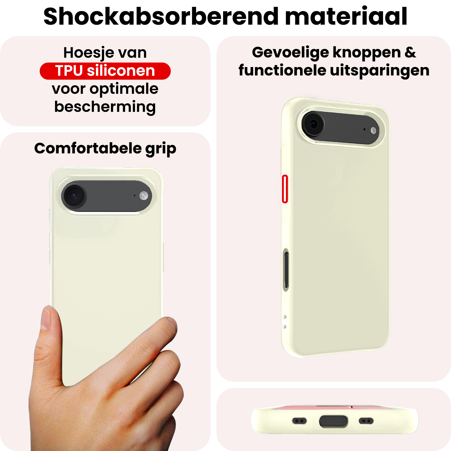 NoXx NoXx iPhone Air Hoesje Siliconen Met 2x Screenprotector Met Dichte Notch - Wit