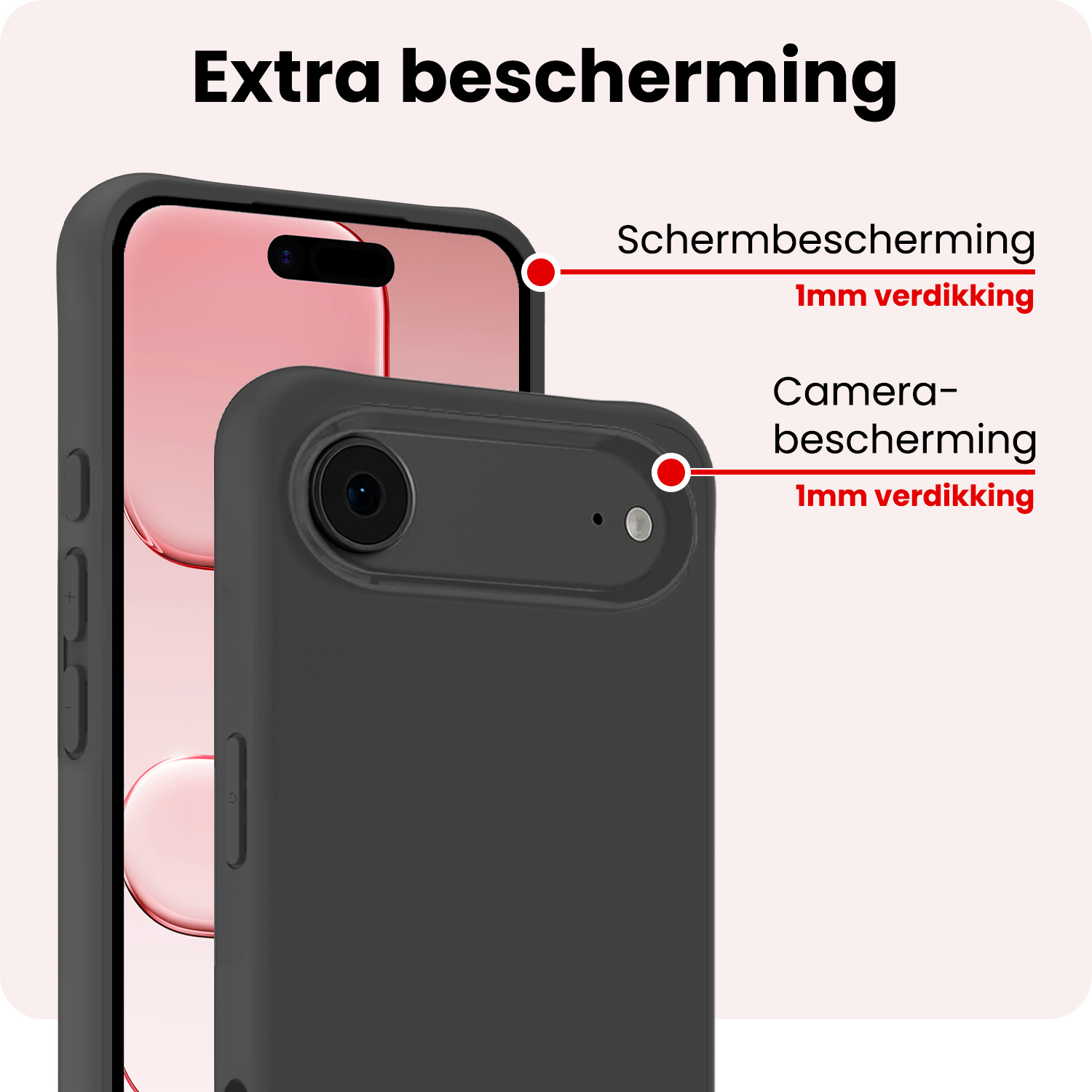 NoXx NoXx iPhone Air Hoesje Siliconen Met 2x Screenprotector Met Dichte Notch - Zwart