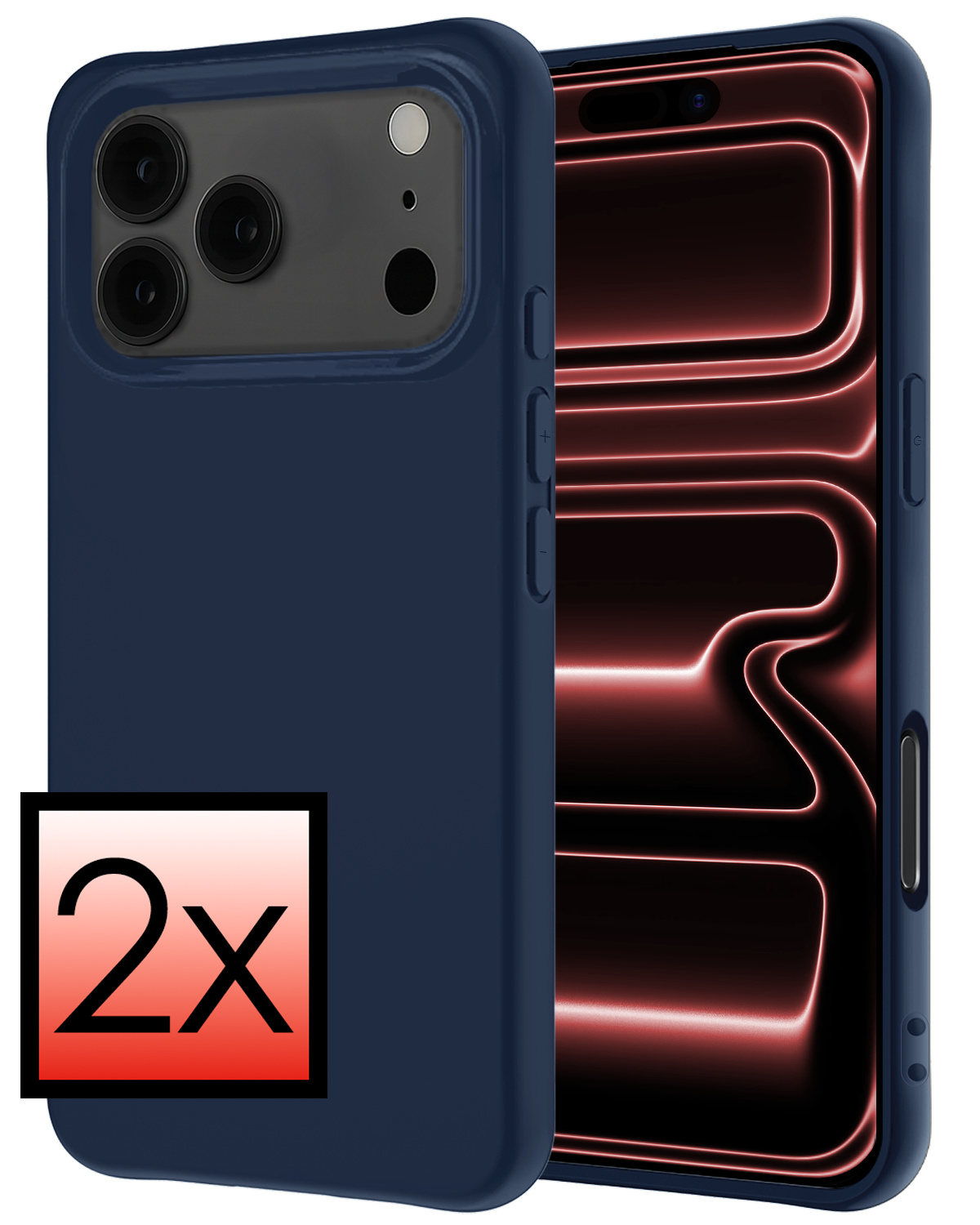 NoXx NoXx iPhone 17 Pro Hoesje Siliconen - Donkerblauw - 2 PACK