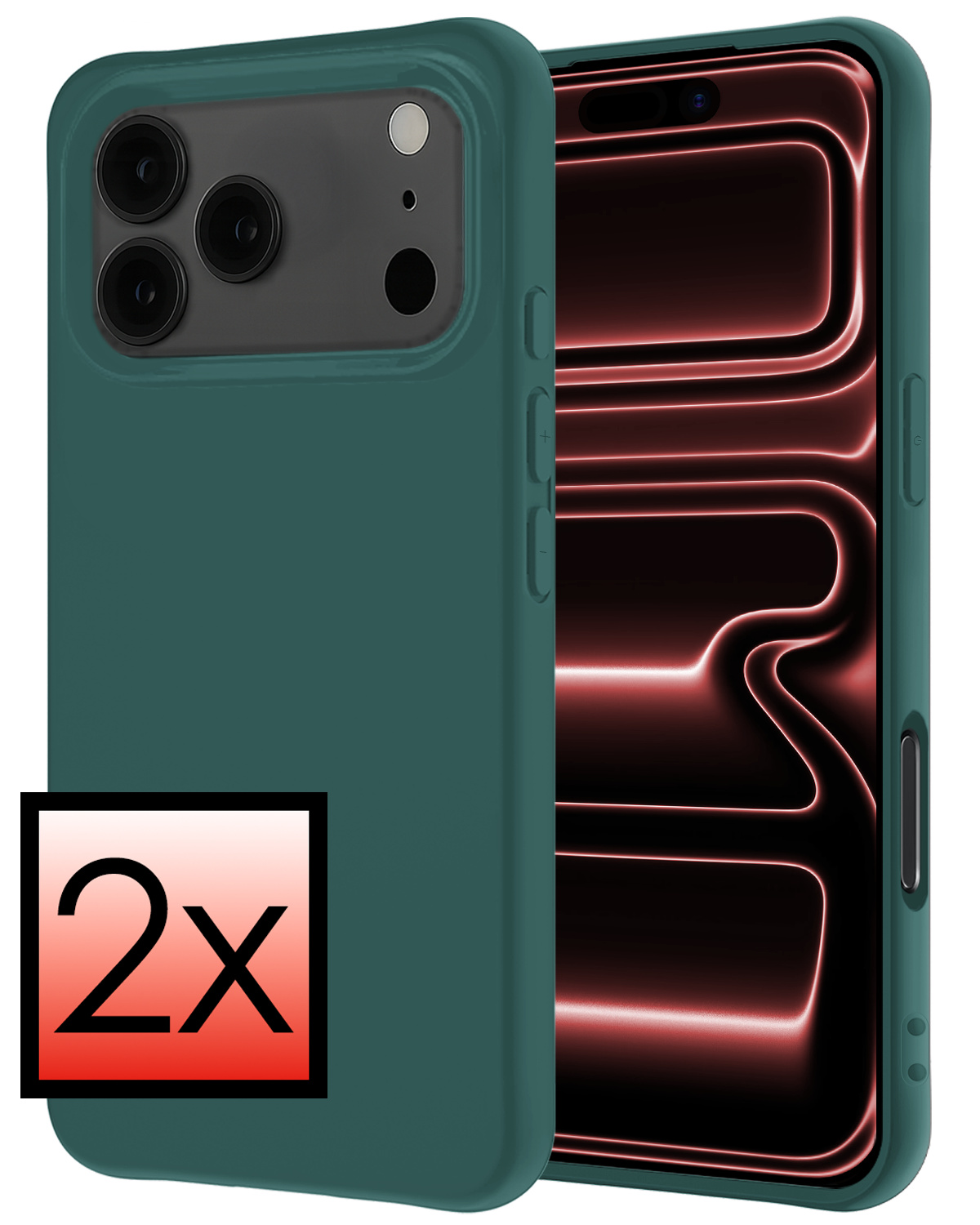 NoXx NoXx iPhone 17 Pro Hoesje Siliconen - Donkergroen - 2 PACK