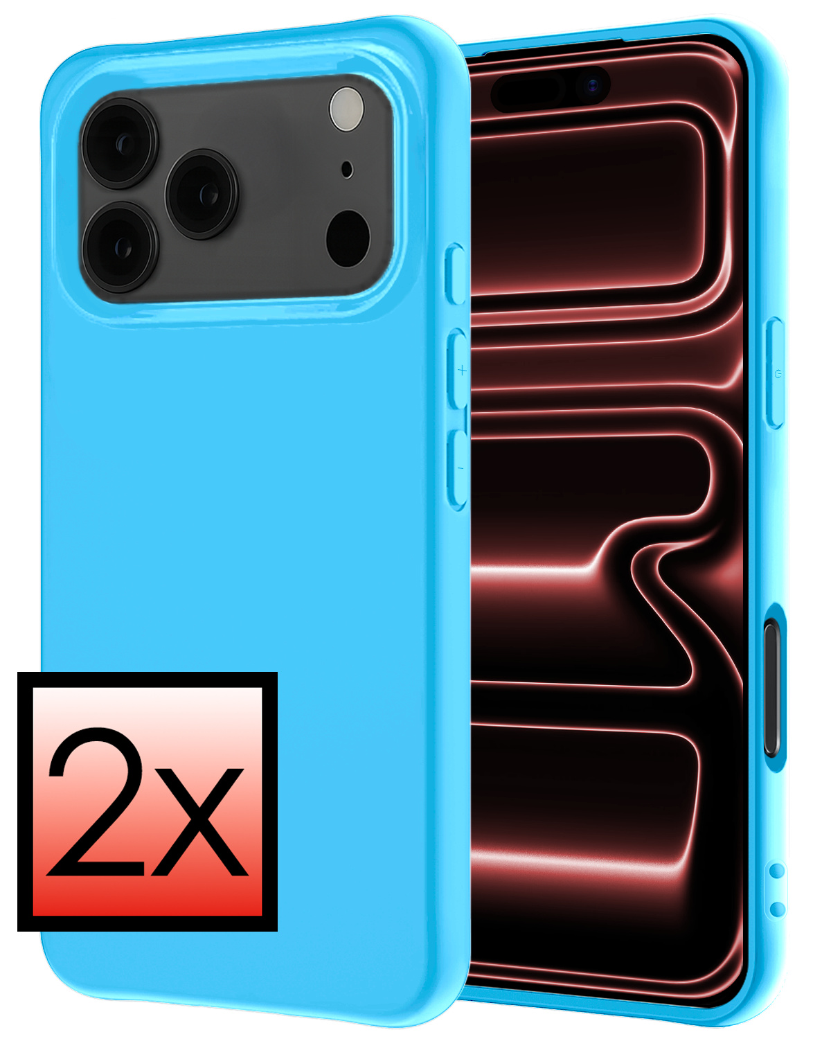 NoXx NoXx iPhone 17 Pro Hoesje Siliconen - Lichtblauw - 2 PACK