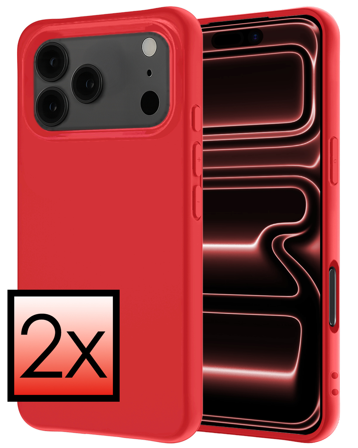 NoXx NoXx iPhone 17 Pro Hoesje Siliconen - Rood - 2 PACK