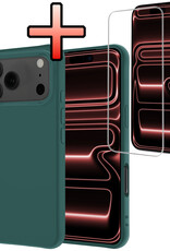 NoXx NoXx iPhone 17 Pro Hoesje Siliconen Met Screenprotector Met Dichte Notch - Donkergroen