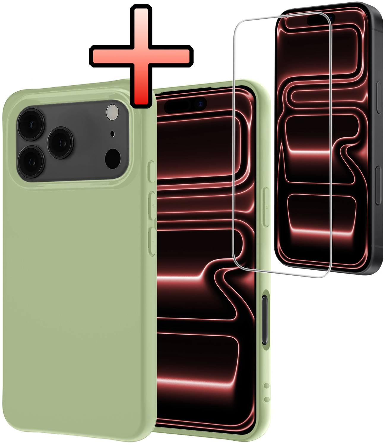 NoXx NoXx iPhone 17 Pro Hoesje Siliconen Met Screenprotector Met Dichte Notch - Groen