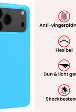 NoXx NoXx iPhone 17 Pro Hoesje Siliconen Met Screenprotector Met Dichte Notch - Lichtblauw