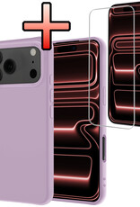 NoXx NoXx iPhone 17 Pro Hoesje Siliconen Met Screenprotector Met Dichte Notch - Lila