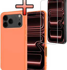 NoXx NoXx iPhone 17 Pro Hoesje Siliconen Met Screenprotector Met Dichte Notch - Perzik