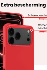 NoXx NoXx iPhone 17 Pro Hoesje Siliconen Met Screenprotector Met Dichte Notch - Rood