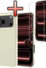 NoXx NoXx iPhone 17 Pro Hoesje Siliconen Met Screenprotector Met Dichte Notch - Wit