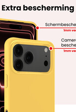 NoXx NoXx iPhone 17 Pro Hoesje Siliconen Met 2x Screenprotector Met Dichte Notch - Geel