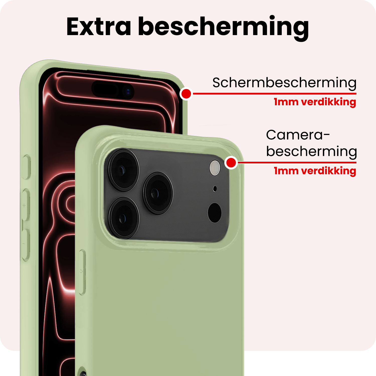 NoXx NoXx iPhone 17 Pro Hoesje Siliconen Met 2x Screenprotector Met Dichte Notch - Groen