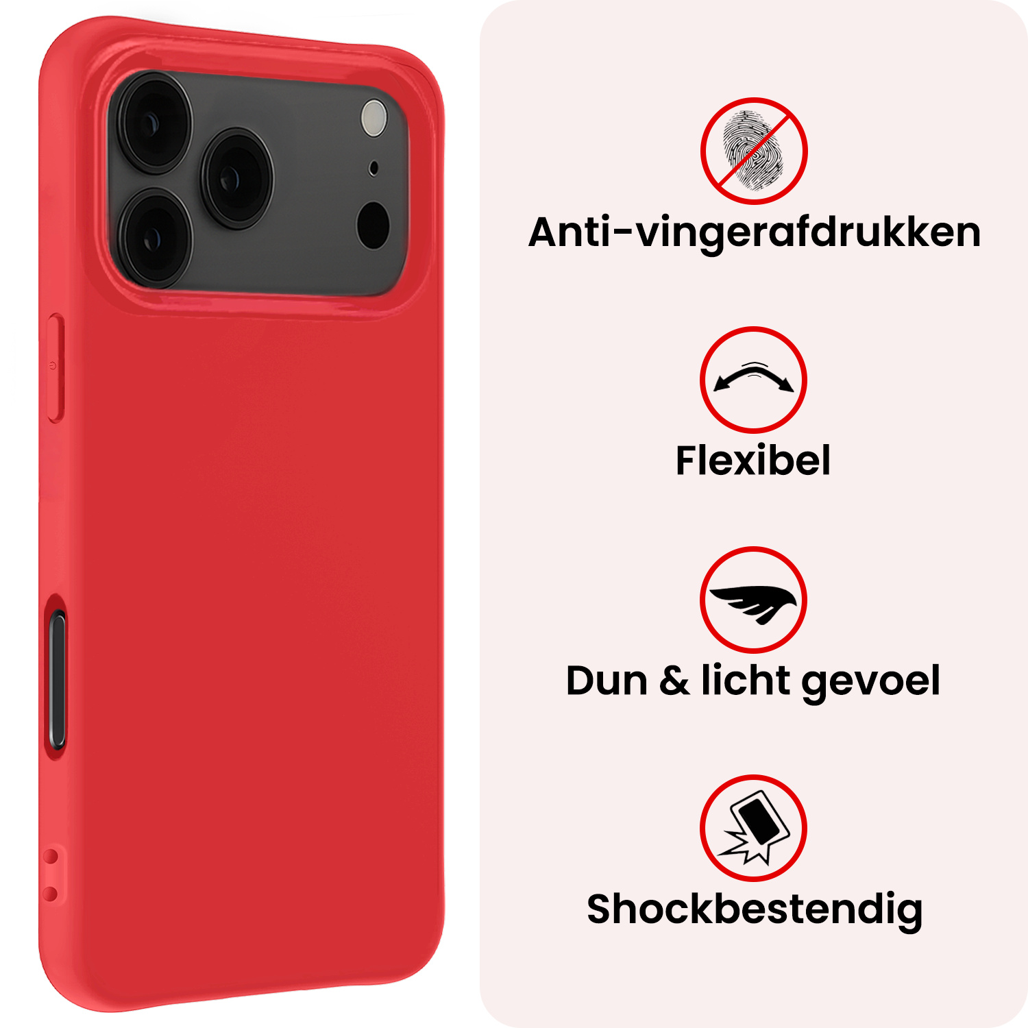 NoXx NoXx iPhone 17 Pro Max Hoesje Siliconen - Rood