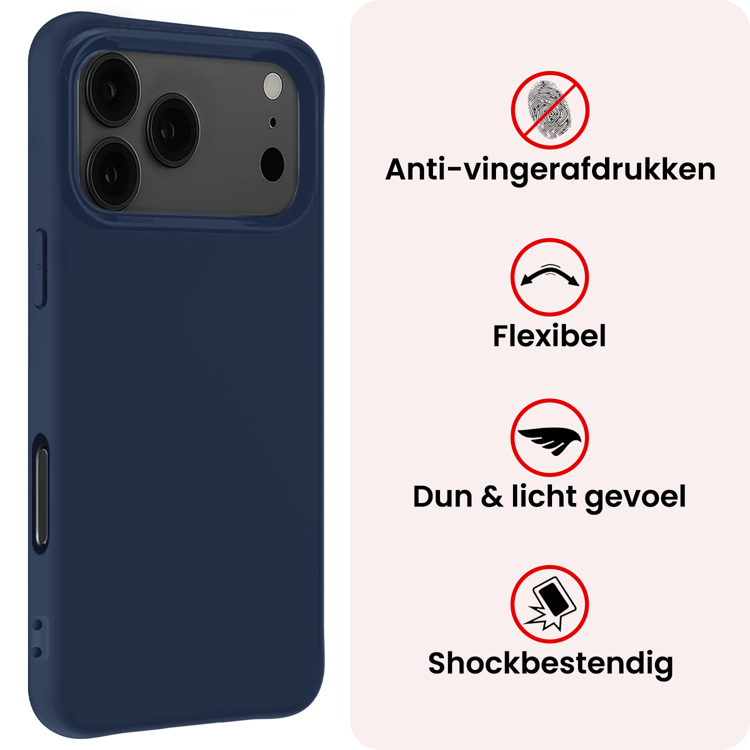 NoXx NoXx iPhone 17 Pro Max Hoesje Siliconen - Donkerblauw - 2 PACK