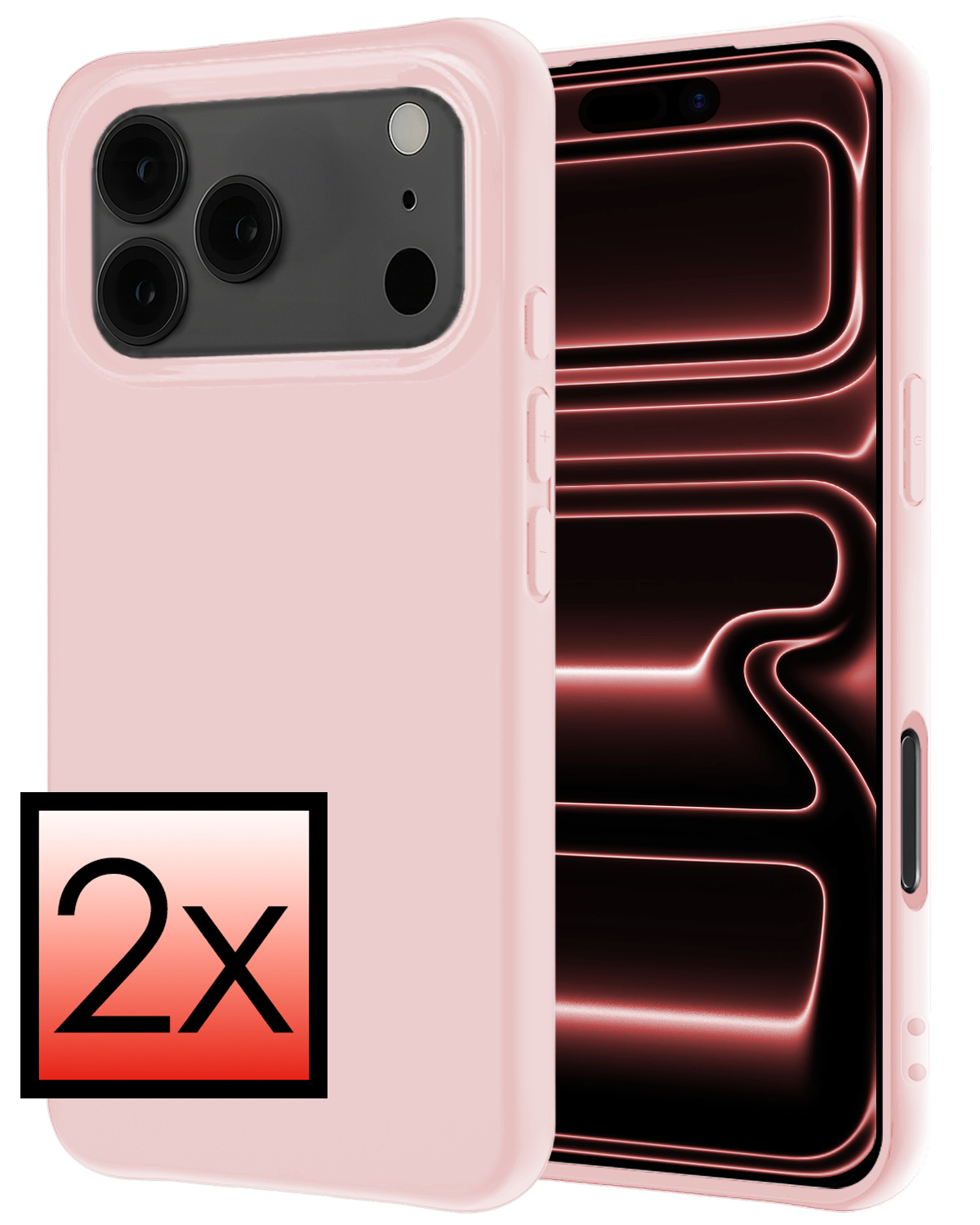 NoXx NoXx iPhone 17 Pro Max Hoesje Siliconen - Lichtroze - 2 PACK