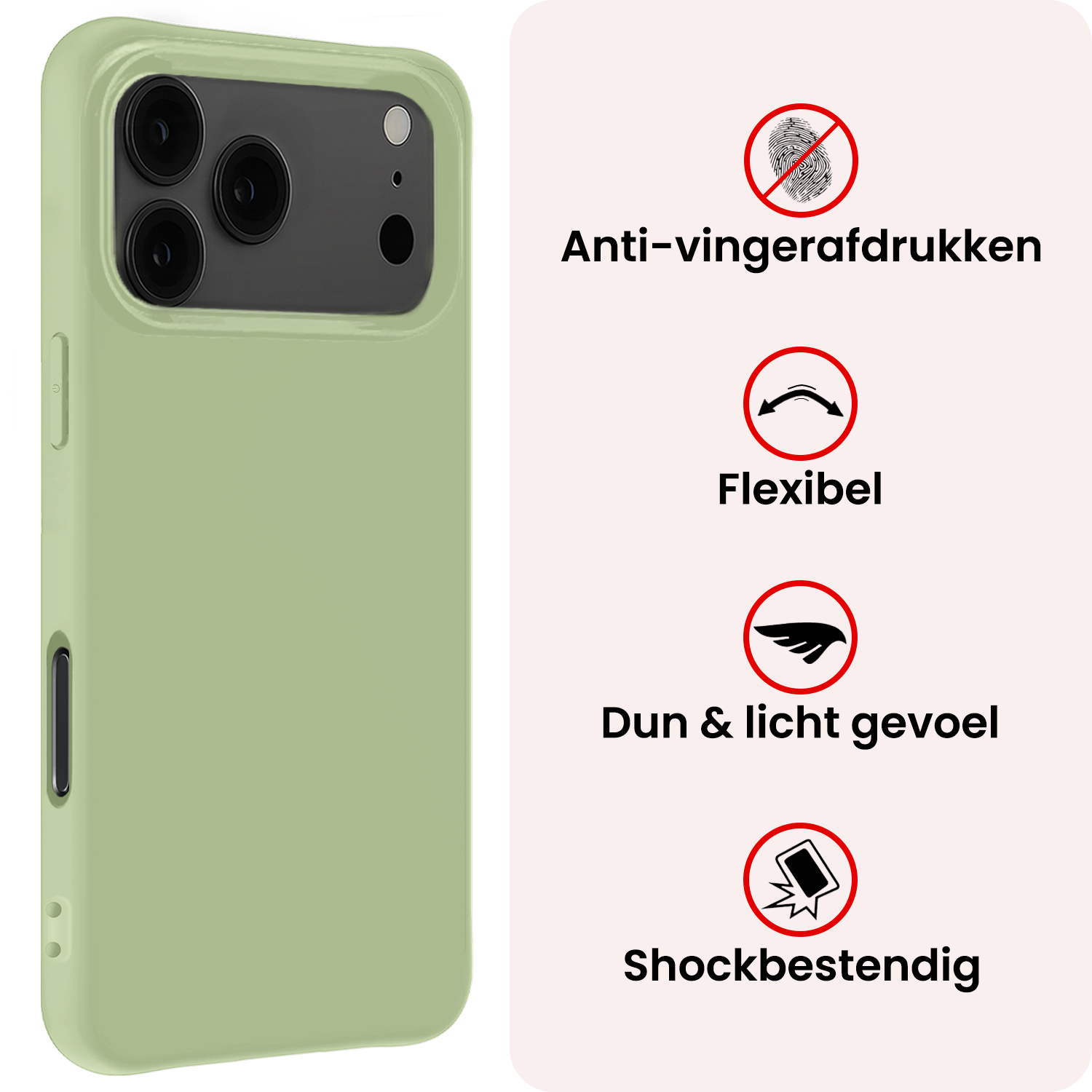 NoXx NoXx iPhone 17 Pro Max Hoesje Siliconen Met Screenprotector Met Dichte Notch - Groen