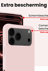 NoXx NoXx iPhone 17 Pro Max Hoesje Siliconen Met Screenprotector Met Dichte Notch - Lichtroze