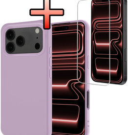 NoXx NoXx iPhone 17 Pro Max Hoesje Siliconen Met Screenprotector Met Dichte Notch - Lila