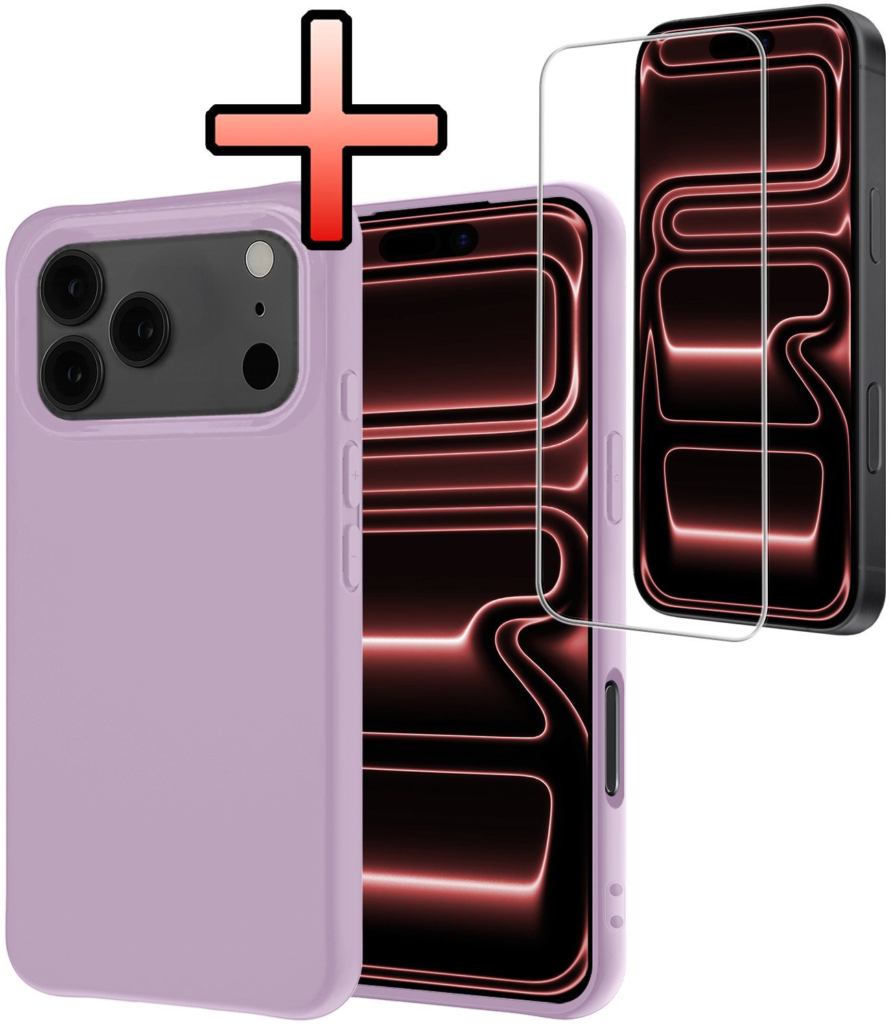 NoXx NoXx iPhone 17 Pro Max Hoesje Siliconen Met Screenprotector Met Dichte Notch - Lila