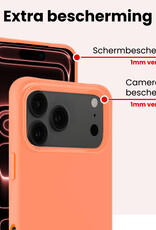 NoXx NoXx iPhone 17 Pro Max Hoesje Siliconen Met Screenprotector Met Dichte Notch - Perzik
