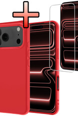 NoXx NoXx iPhone 17 Pro Max Hoesje Siliconen Met Screenprotector Met Dichte Notch - Rood