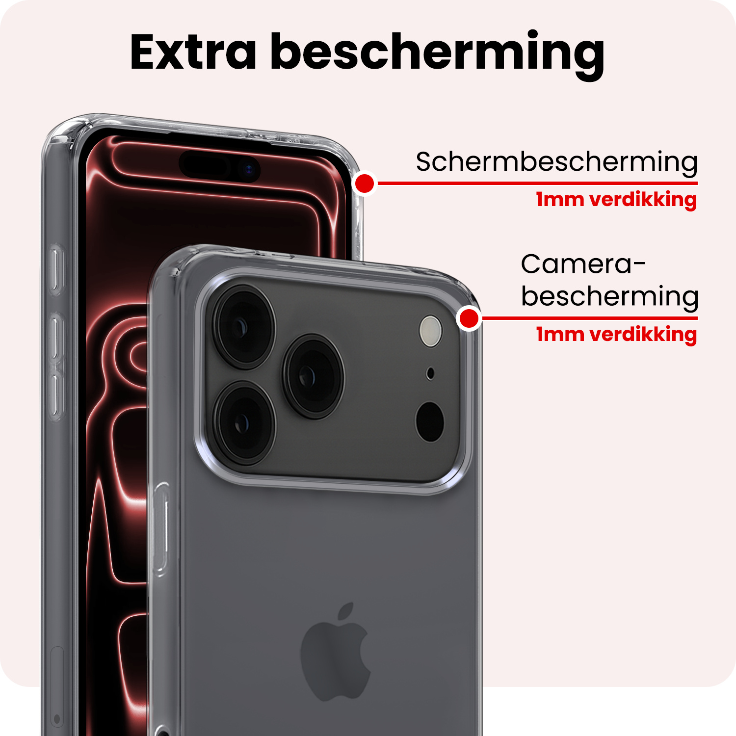 NoXx NoXx iPhone 17 Pro Max Hoesje Siliconen Met Screenprotector Met Dichte Notch - Transparant