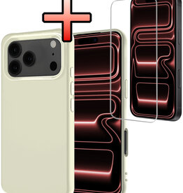 NoXx NoXx iPhone 17 Pro Max Hoesje Siliconen Met Screenprotector Met Dichte Notch - Wit