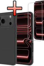 NoXx NoXx iPhone 17 Pro Max Hoesje Siliconen Met Screenprotector Met Dichte Notch - Zwart