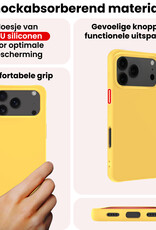 NoXx NoXx iPhone 17 Pro Max Hoesje Siliconen Met 2x Screenprotector Met Dichte Notch - Geel
