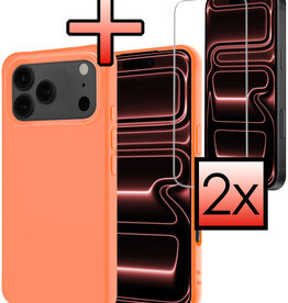 NoXx NoXx iPhone 17 Pro Max Hoesje Siliconen Met 2x Screenprotector Met Dichte Notch - Perzik