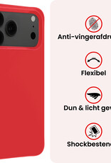 NoXx NoXx iPhone 17 Pro Max Hoesje Siliconen Met 2x Screenprotector Met Dichte Notch - Rood
