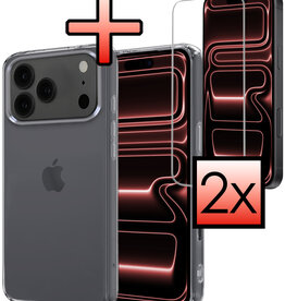 NoXx NoXx iPhone 17 Pro Max Hoesje Siliconen Met 2x Screenprotector Met Dichte Notch - Transparant