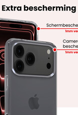 NoXx NoXx iPhone 17 Pro Max Hoesje Siliconen Met 2x Screenprotector Met Dichte Notch - Transparant
