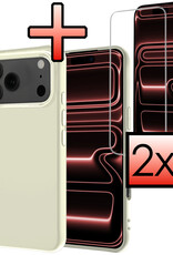 NoXx NoXx iPhone 17 Pro Max Hoesje Siliconen Met 2x Screenprotector Met Dichte Notch - Wit