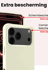 NoXx NoXx iPhone 17 Pro Max Hoesje Siliconen Met 2x Screenprotector Met Dichte Notch - Wit
