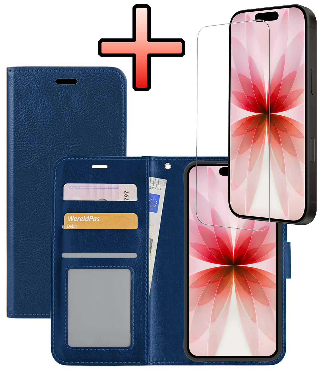 NoXx NoXx iPhone 17 Hoesje Bookcase Met Screenprotector - Donkerblauw