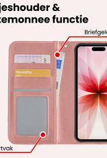 NoXx NoXx iPhone 17 Hoesje Bookcase Met Screenprotector - Rose Goud