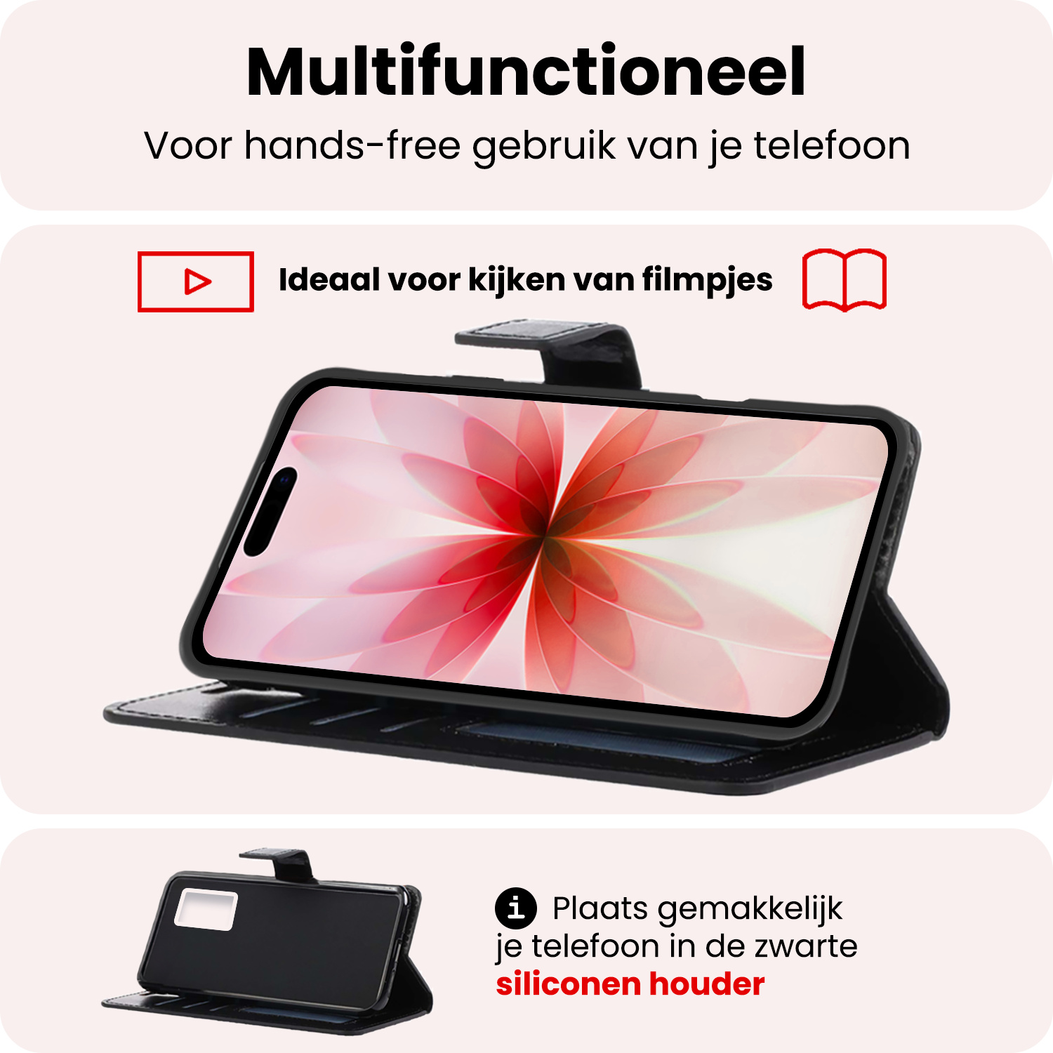 NoXx NoXx iPhone 17 Hoesje Bookcase Met Screenprotector - Zwart